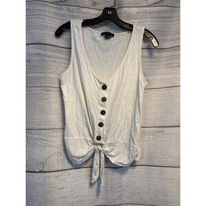 Sanctuary Tied To You Cotton Button-Front Tank Top Sleeveless Size S